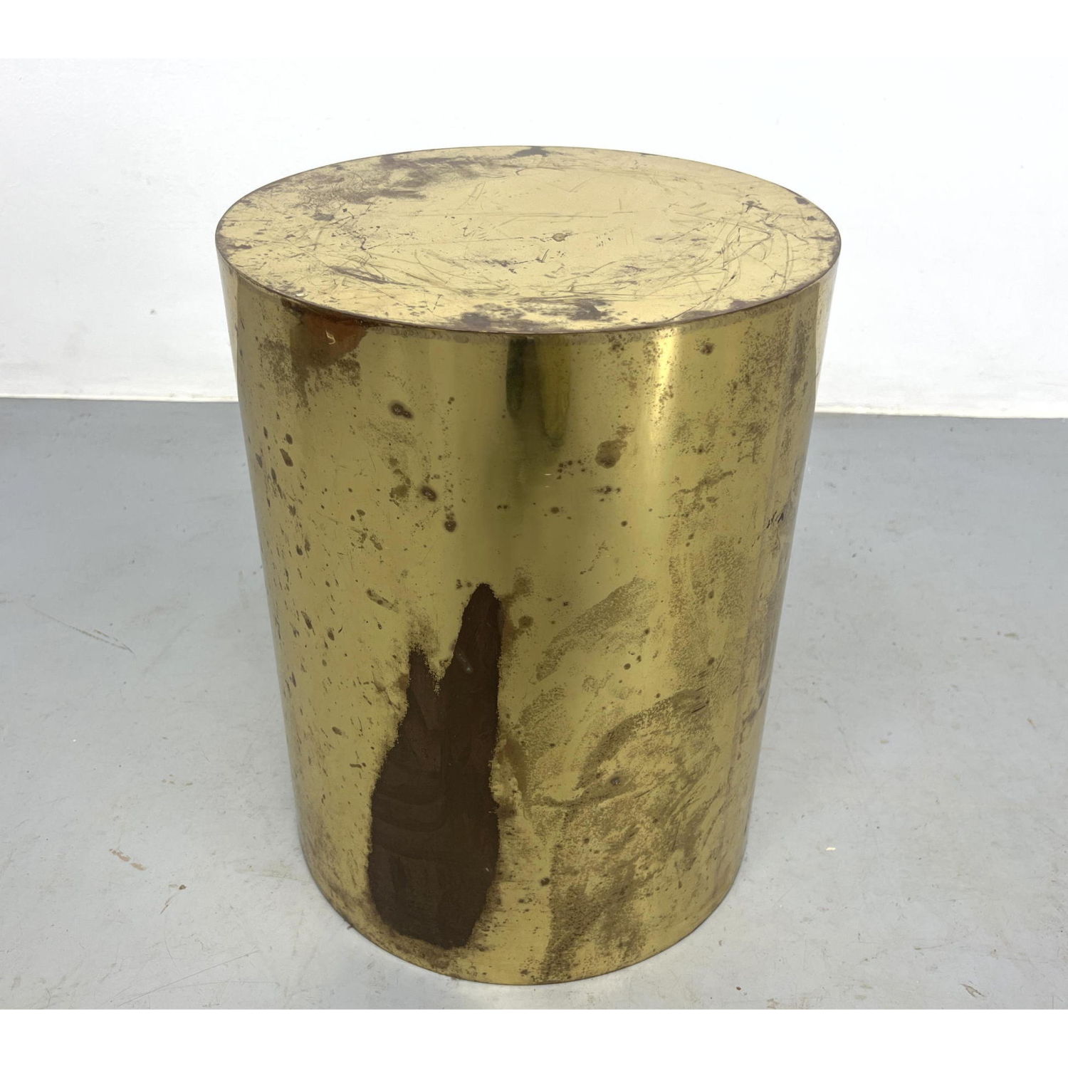 Brass Drum Cylinder Side Table