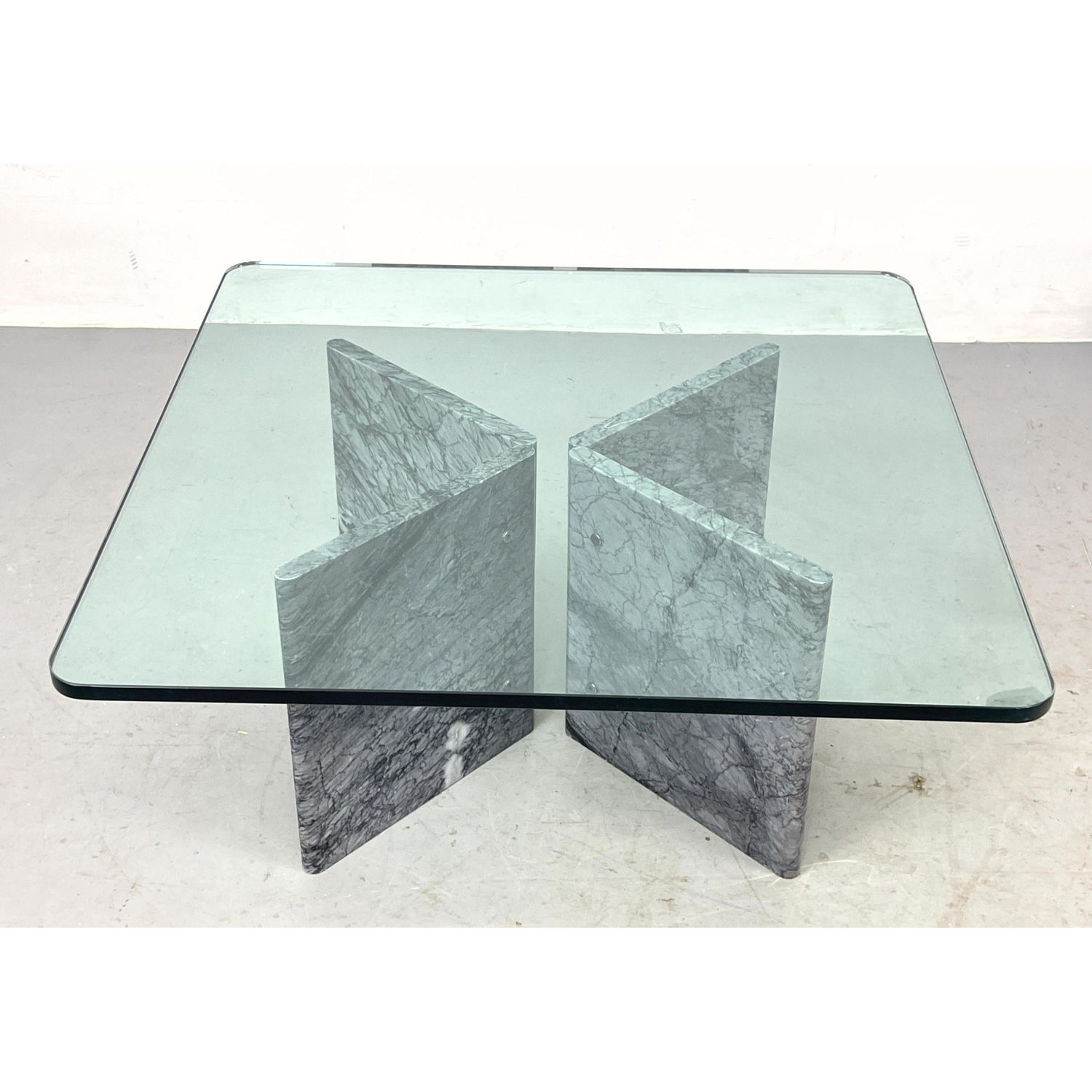 Modernist Marble Base Glass Top 3ad654