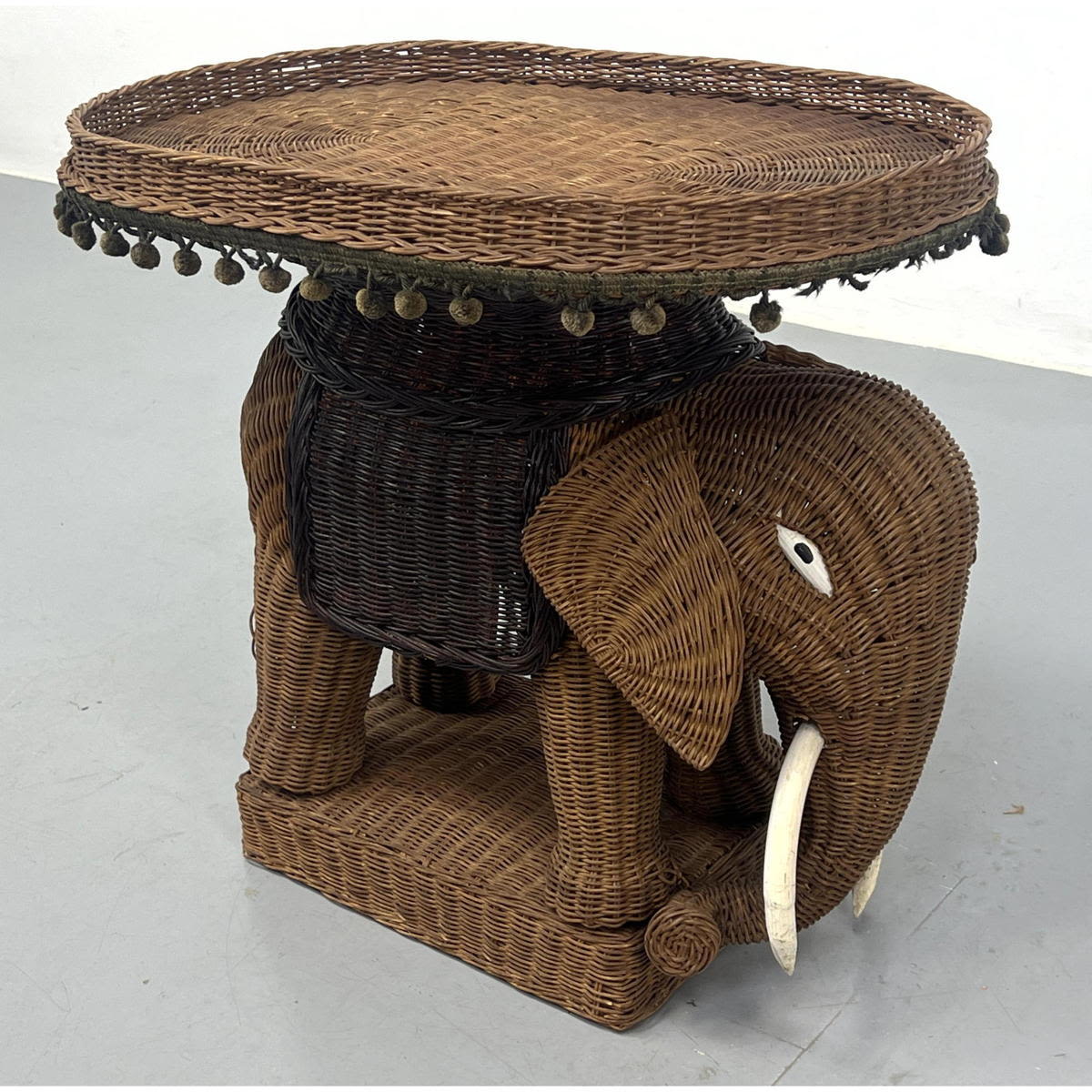 Woven Wicker Figural Elephant Stand