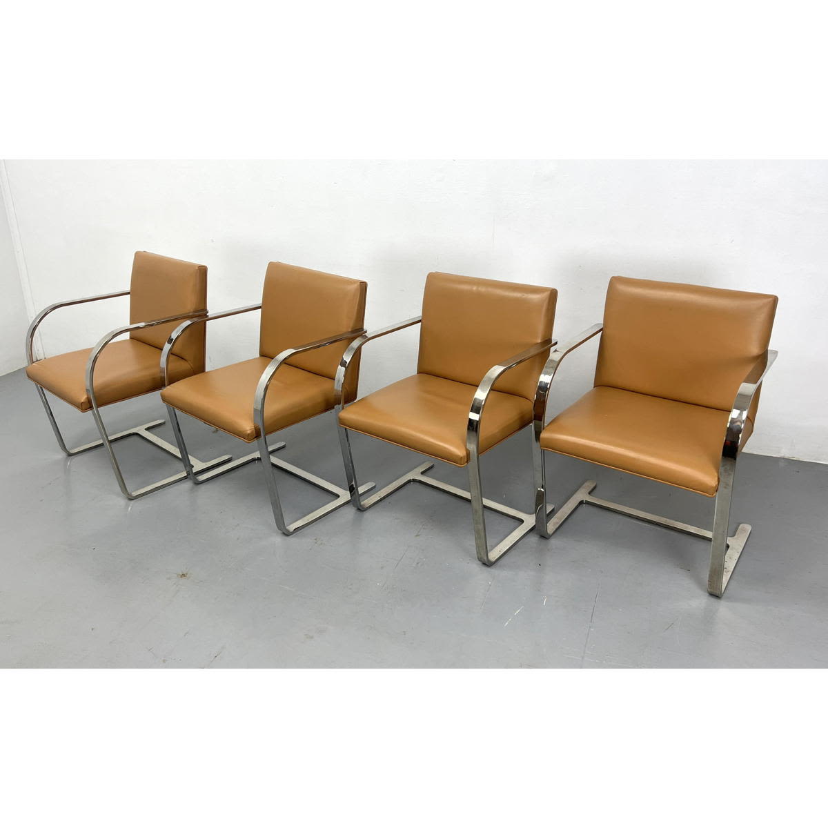 Set 4 BRNO style chrome arm chairs