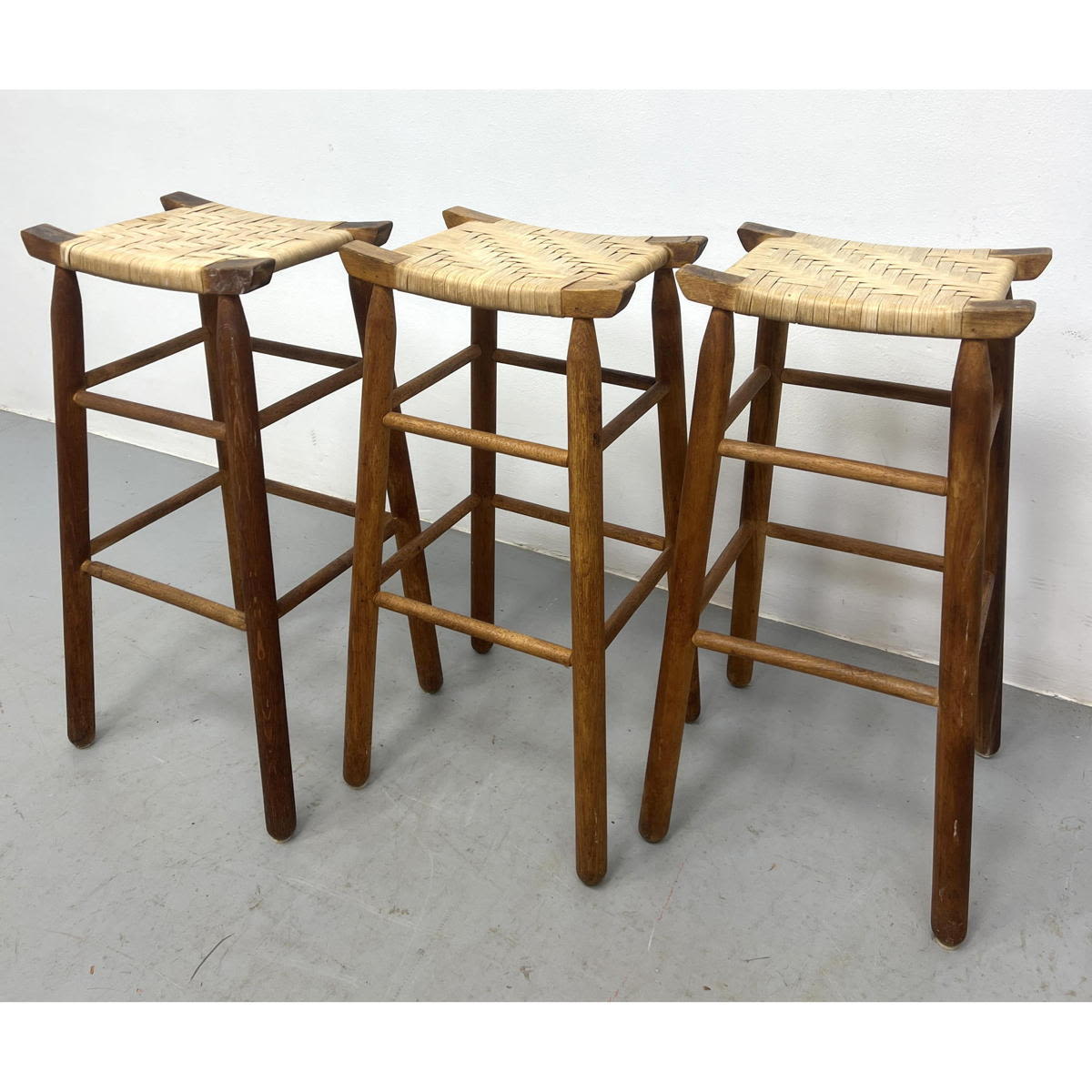 Set 3 Split Wicker seat bar stools  3ad658