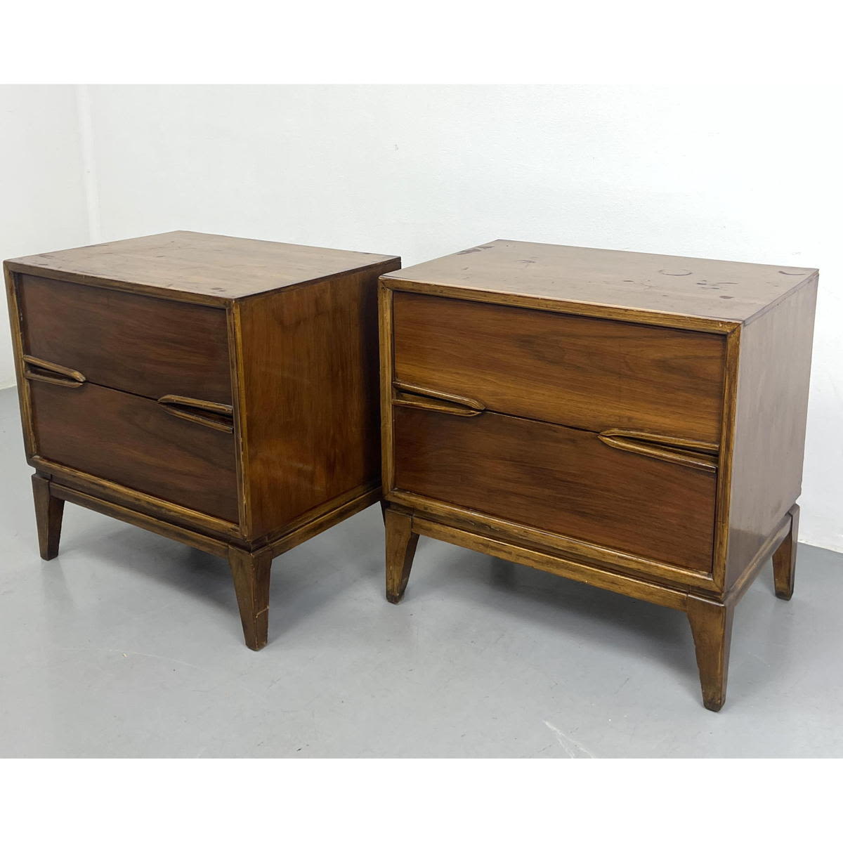 Pr American Modern Walnut Night Stands.