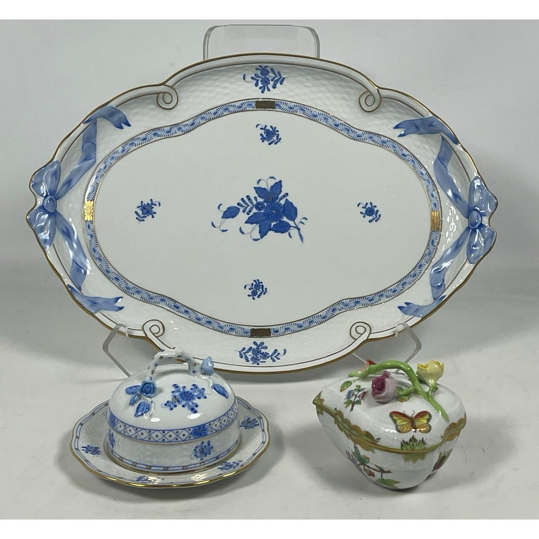 3pc HEREND Hungary Porcelain Table