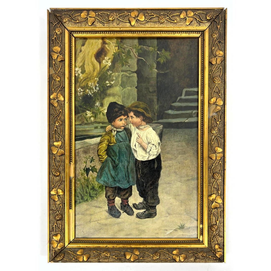 Antique Figural Painting on Canvas.