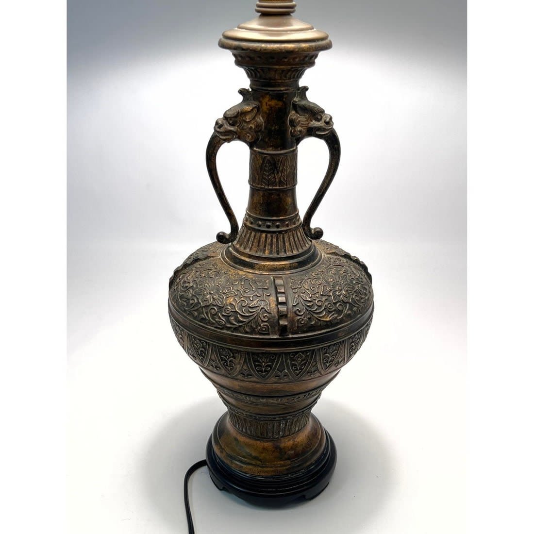 Asian Bronze Urn Form Table Lamp.