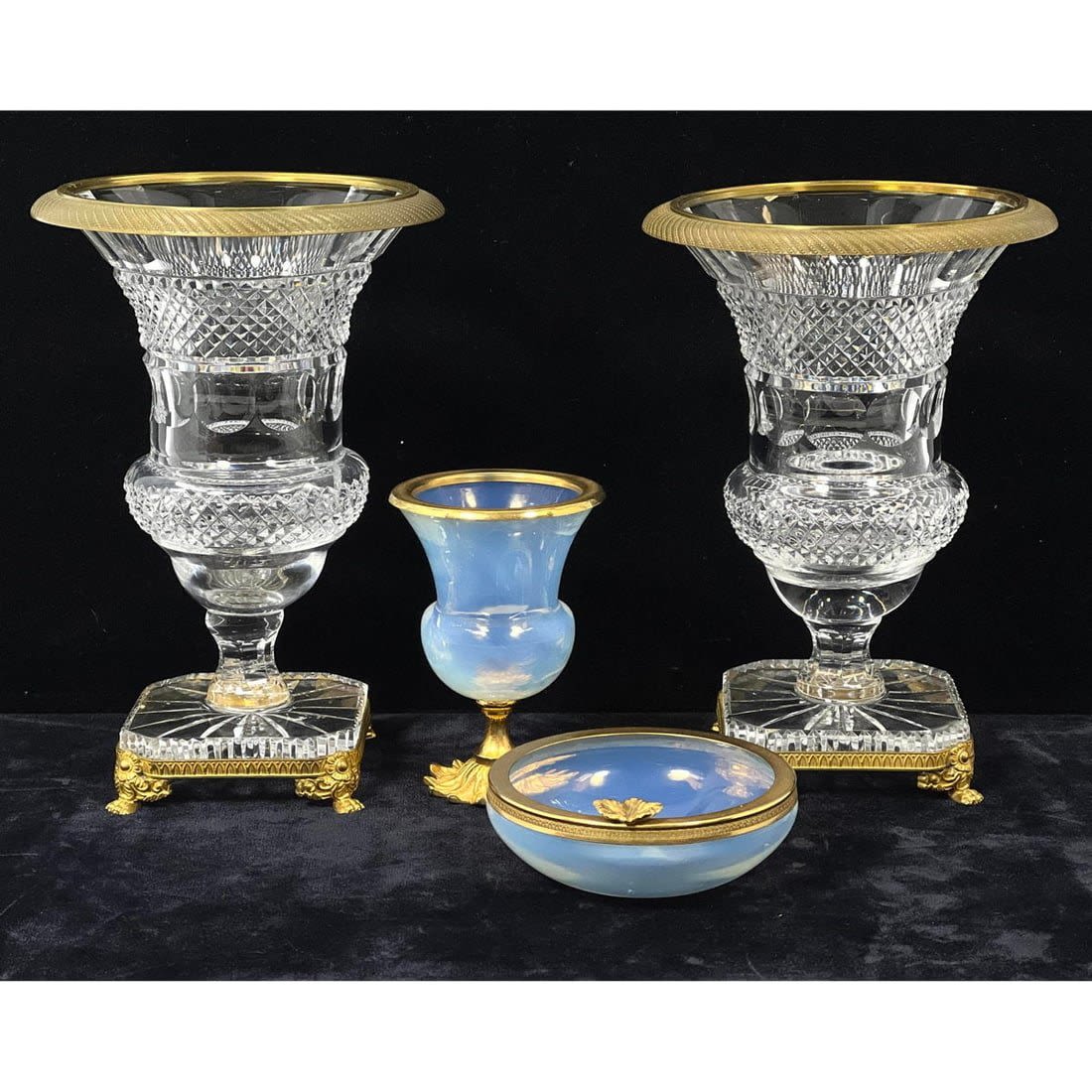 4pc Regency style Glass Table Pieces  3ad722