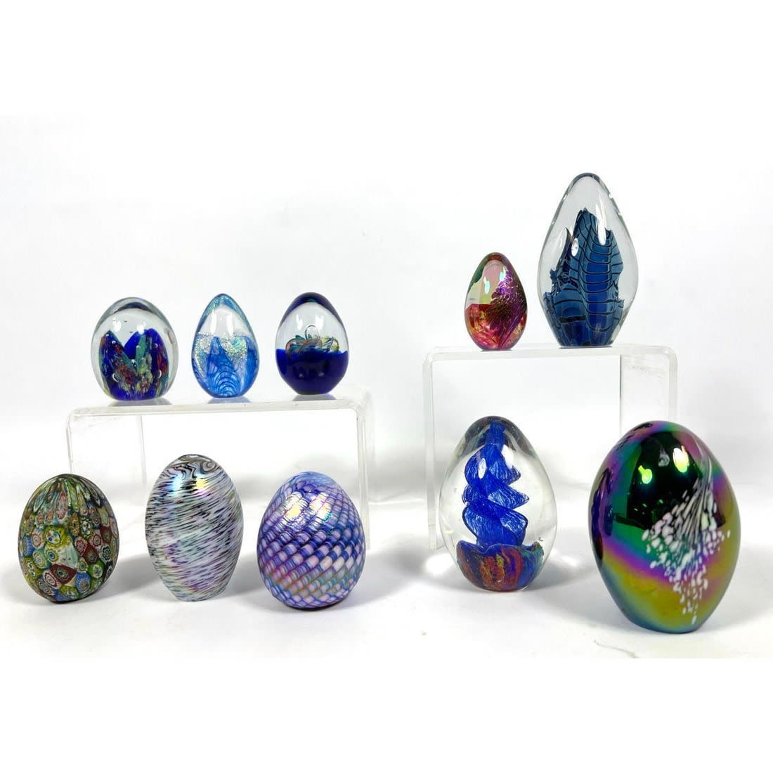 10 egg shaped art glass paper weights  3ad737