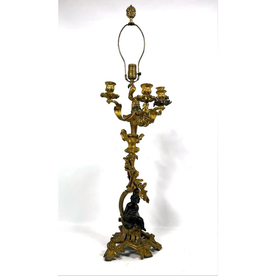 Highly Decorative Gilt Metal Lamp