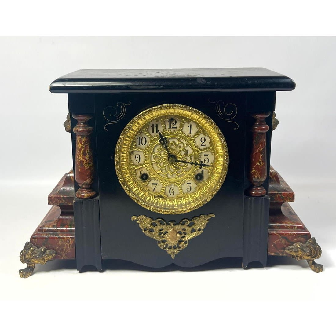 Antique Mantle Clock Faux Marble 3ad7e2