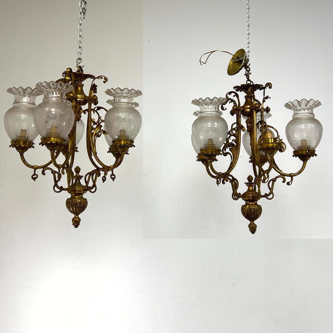 Pair of Victorian bronze chandelier