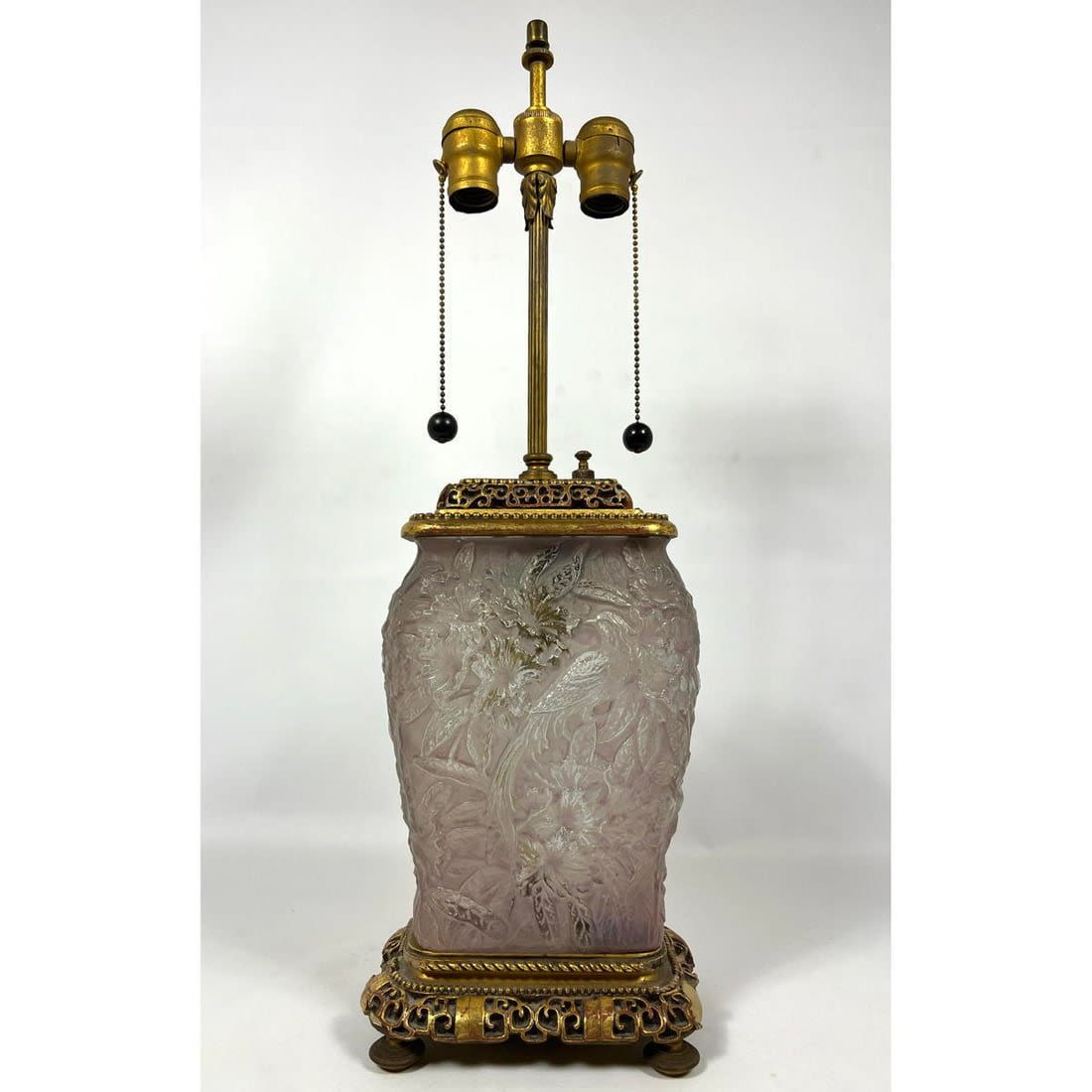 Antique Molded Glass Table Lamp.
