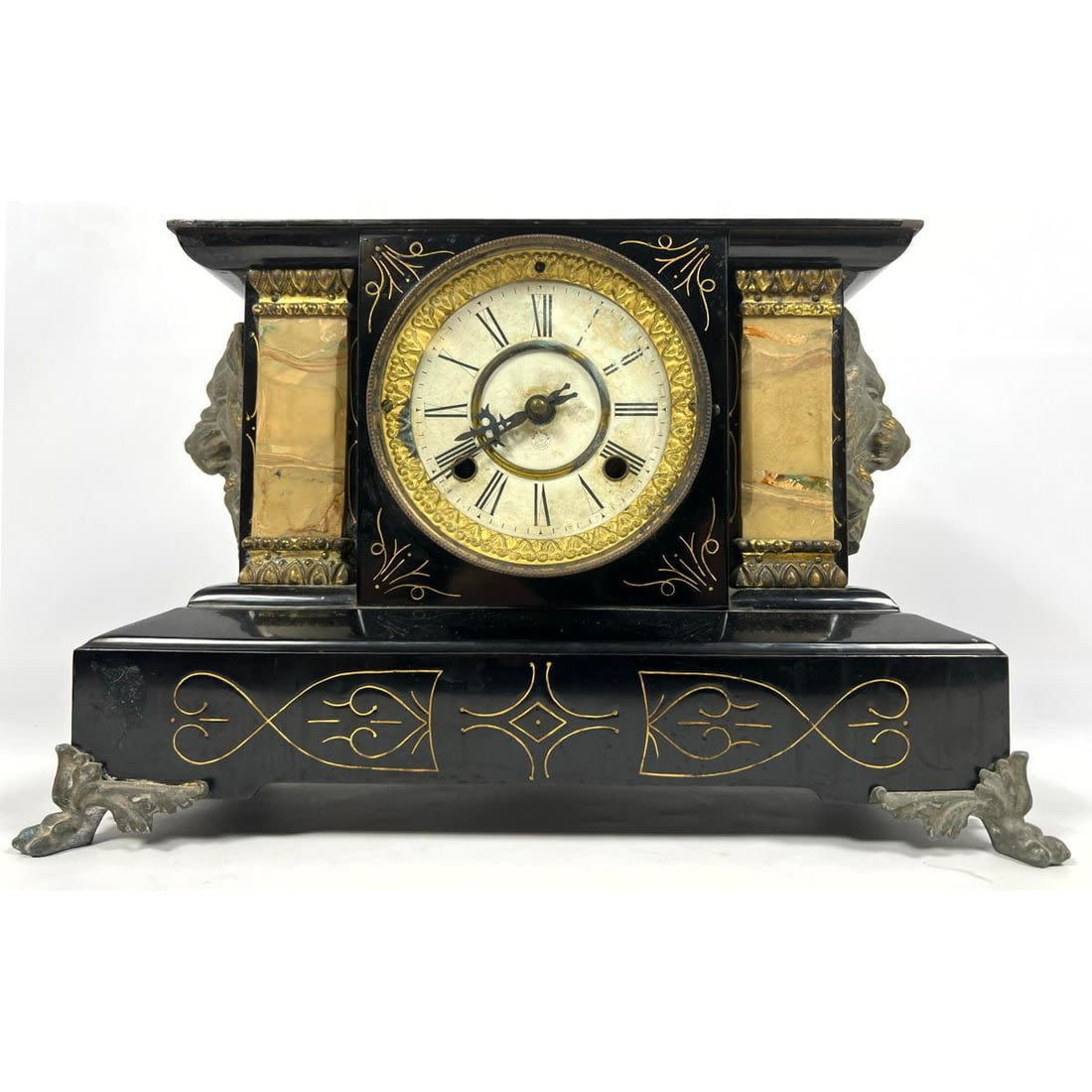 Antique NEW HAVEN Mantle Clock. Lions