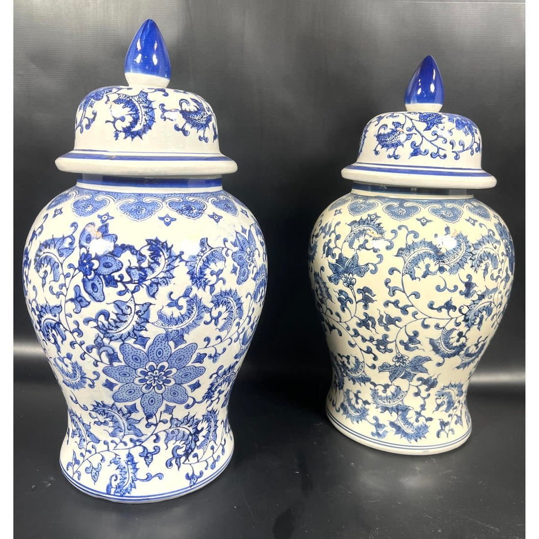 2pc Lidded Ginger Jars. Asian Chinese