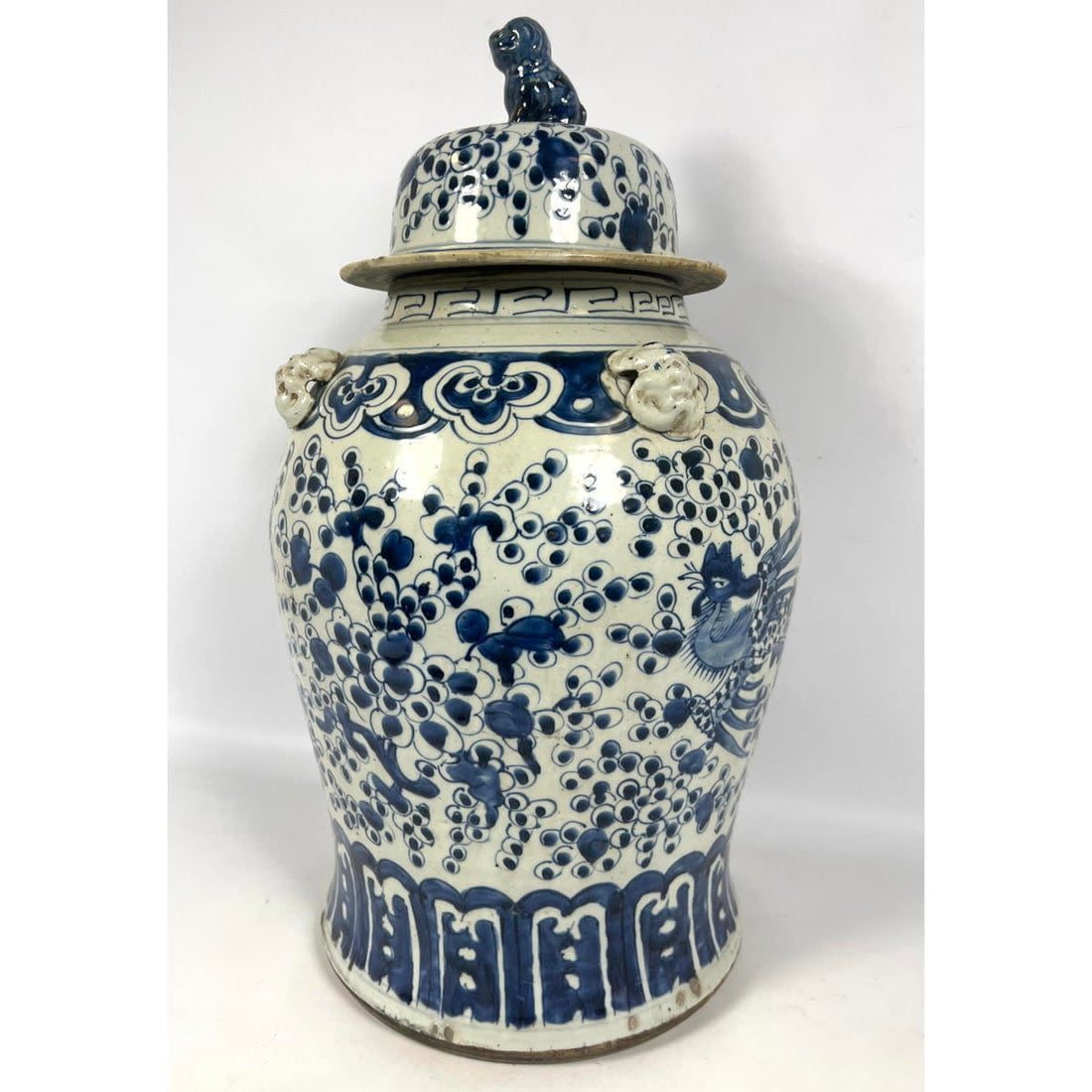 Blue Decorated Asian Ginger Jar. Foo