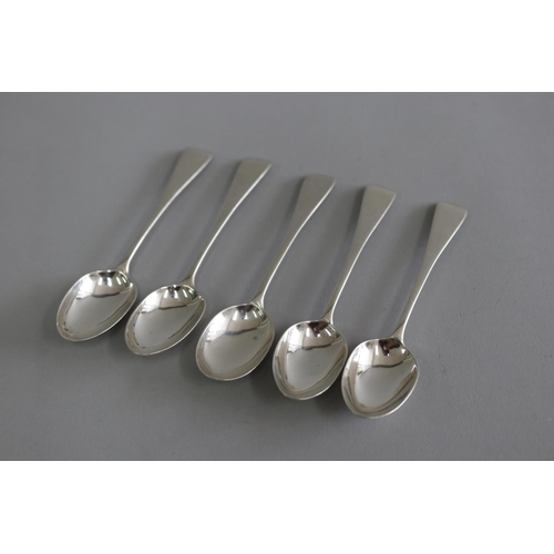 Set of five sterling silver teaspoons,