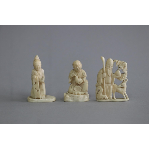 Three various ivory Oriental figures,