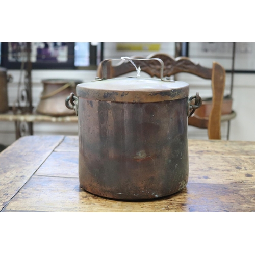 Antique lidded French copper pot