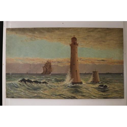 Antique English oil canvas of nautical 3ad8b8