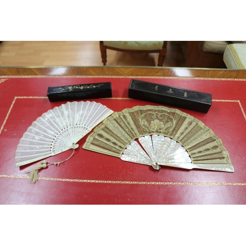 Two Chinese export fans in lacquer