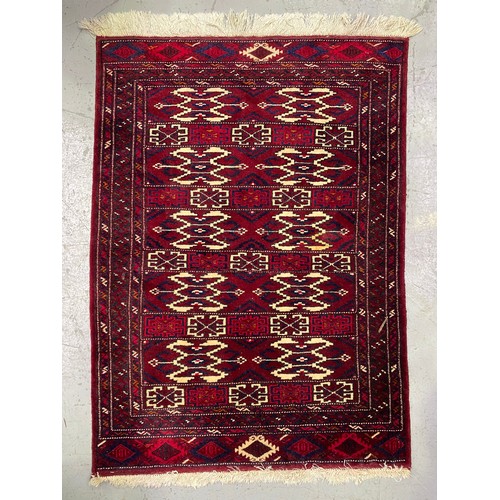 Handwoven wool carpet of red ground  3ad8dd
