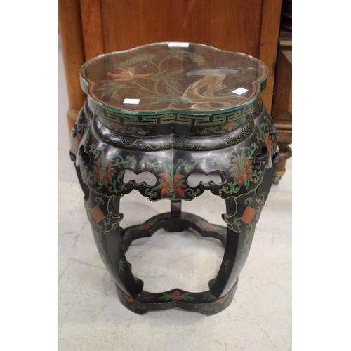 Oriental black lacquered drum stool 3ad8ef