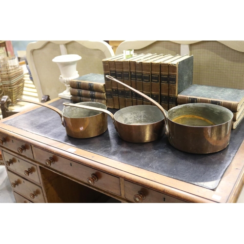 Three French copper saucepans,