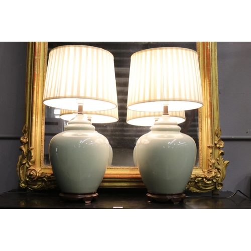 Pair of Chinese celadon crackle glaze
