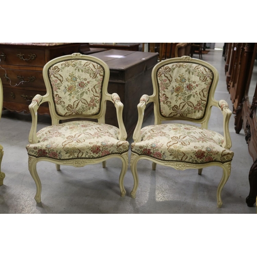 Pair of French cream painted armchairs 3ad90c