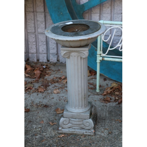 Painted terracotta garden pedestal with