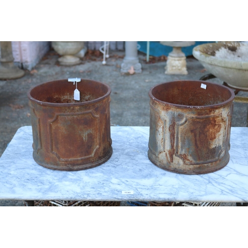 Pair of French cast iron pots, each