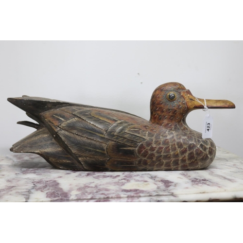 Large wooden decoy duck, approx 15.5cm
