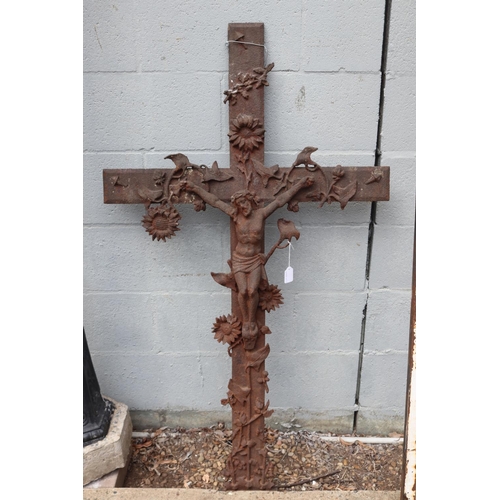 Antique French cast iron cross, Jesus,