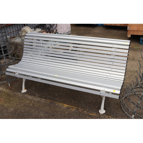 Antique French iron bench, with later