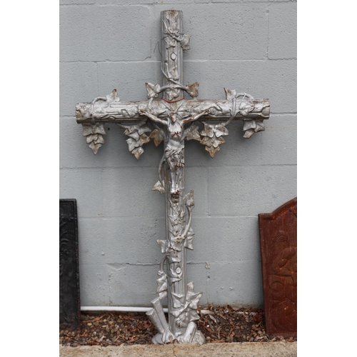 Antique French cast iron cross, Jesus,