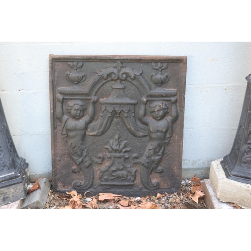 Antique French cast iron fireback,