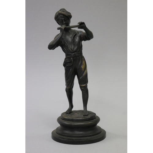 French bronze of a young boy playing