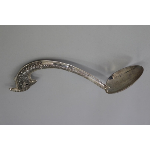 Large Asian silver decorative spoon,