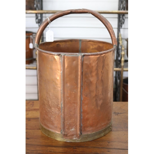 Antique French copper bucket, loop