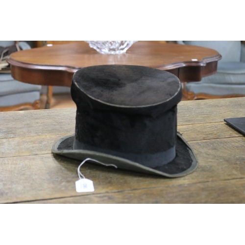 Antique French top hat, approx 16cm