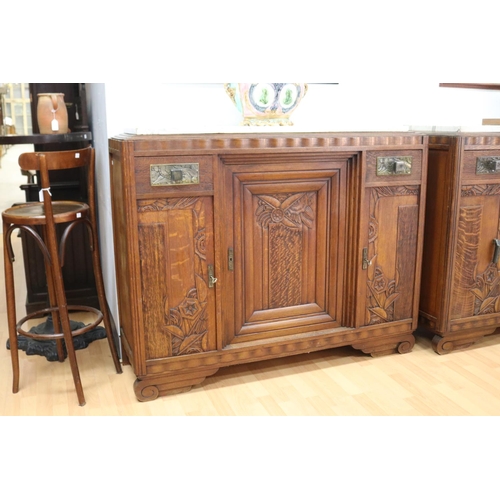 French Art Deco marble topped oak