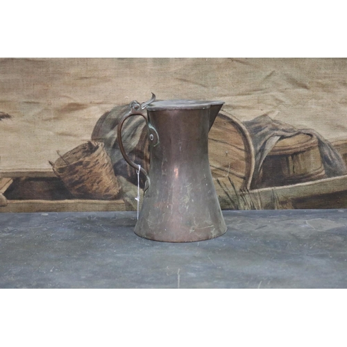 Heavy French copper lidded jug, approx