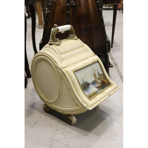 Antique painted Victorian coal scuttle,