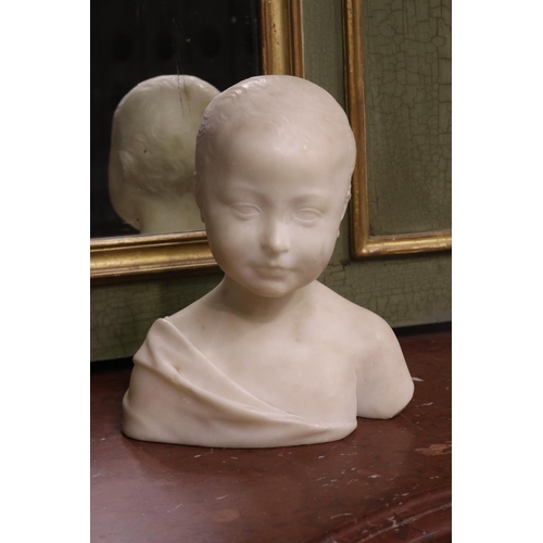 Italian carved alabaster bust of a young