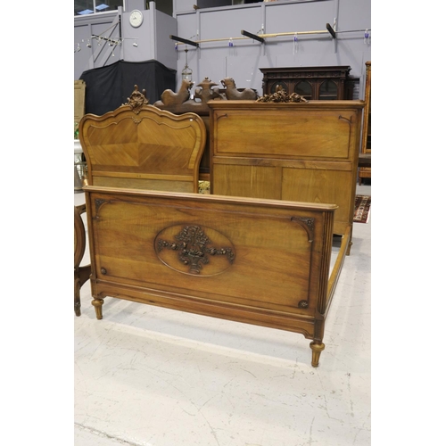 Antique French walnut bed, approx 142cm