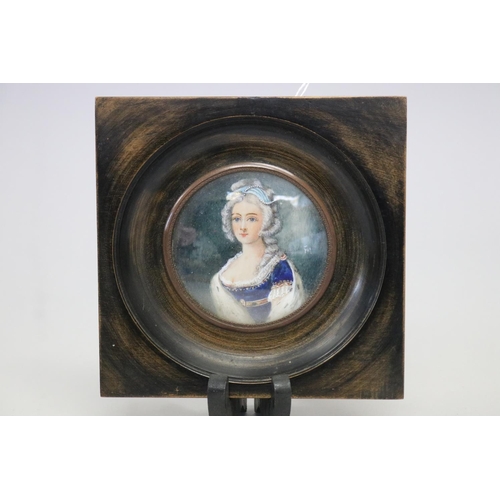 French circular painted miniature