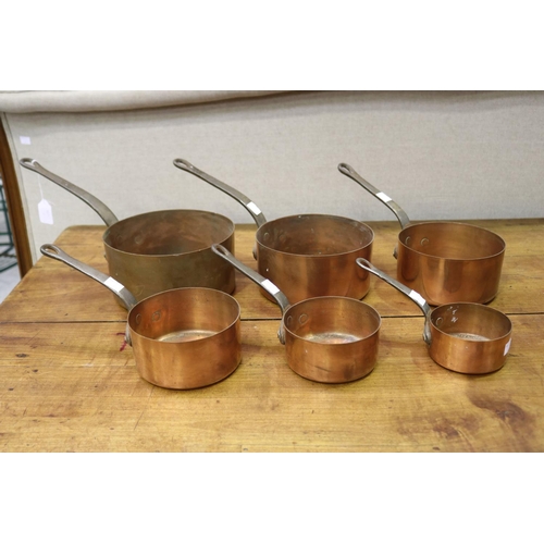Set of Six antique French copper