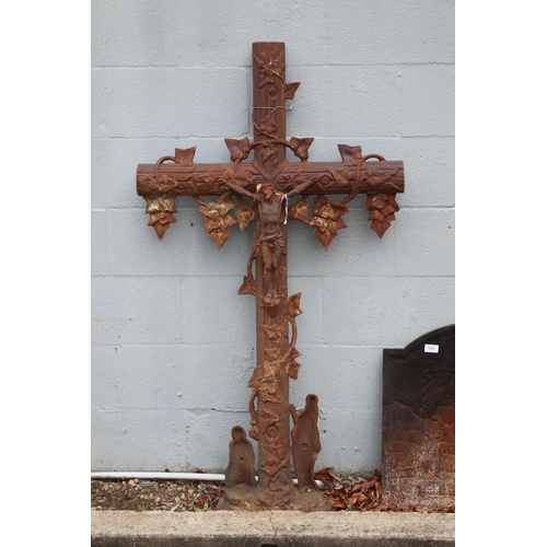 Antique French cast iron cross, Jesus,