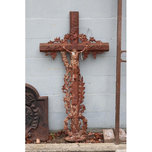 Antique French cast iron cross, Jesus,