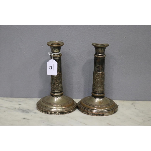 Pair of candlesticks, approx 19cm H