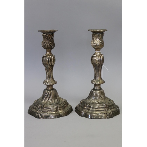 Pair of heavy antique French silvered 3adb9a